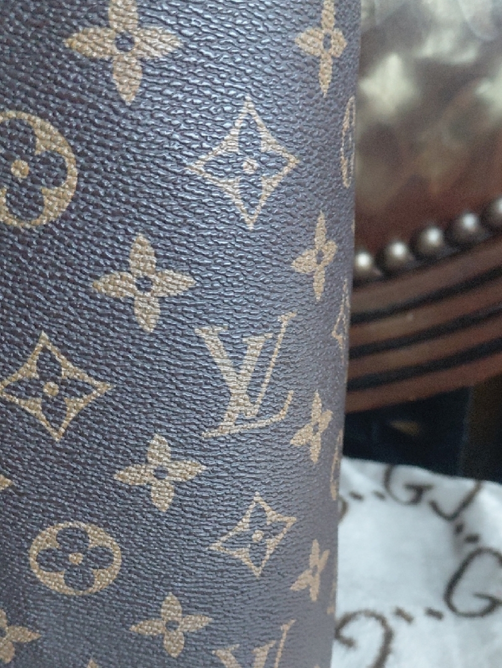 Louis Vuitton Monogram Top Handle Bag in Brown with Blue Handle - Picture 4 of 7